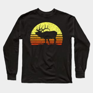 American Elk Hunter Dad Vintage Retro Sun Bow Hunting Gift Long Sleeve T-Shirt